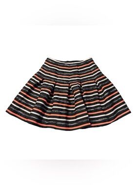 HD in Paris Anthropologie Black and Orange Striped Ribbon Skirt Size 6